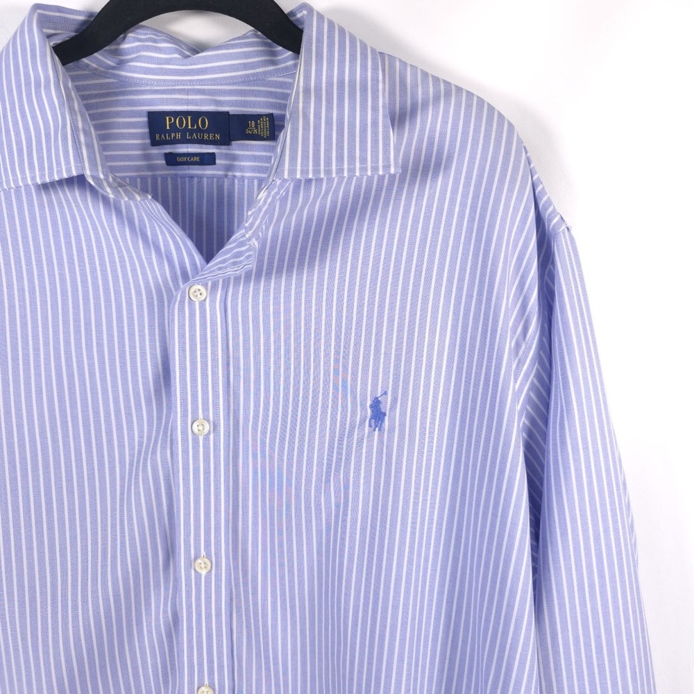 POLO RALPH‎ LAUREN EASY CARE Striped Long Sleeve Dress Shirt Size 18 34/35